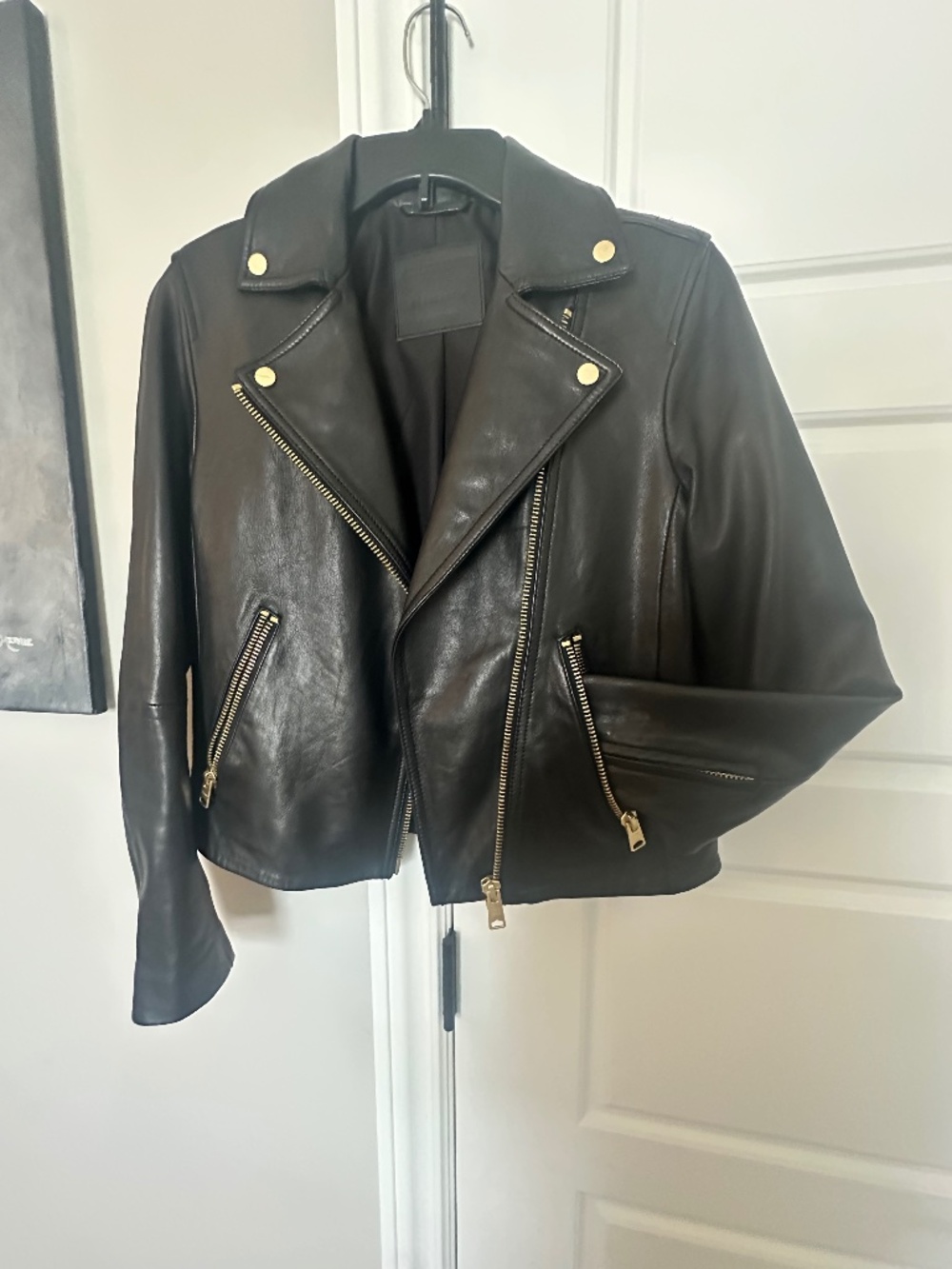 Like New! All Saints Leather Dalby Biker Moto Jacket US 2 UK6